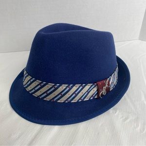 Carlos Santana Men’s Blue Wool Blend Fedora Hat With Guitar Pin Size Large VGC.